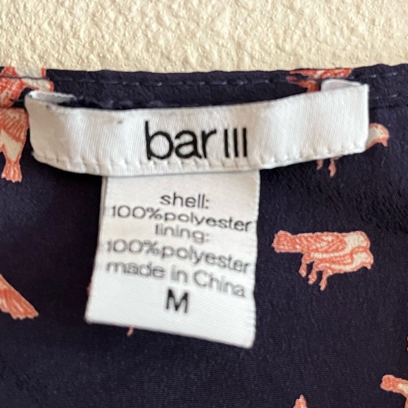 Bar III Pull Over Dress Dar Blue With Orange Bird Pattern Size Medium - Picture 4 of 9